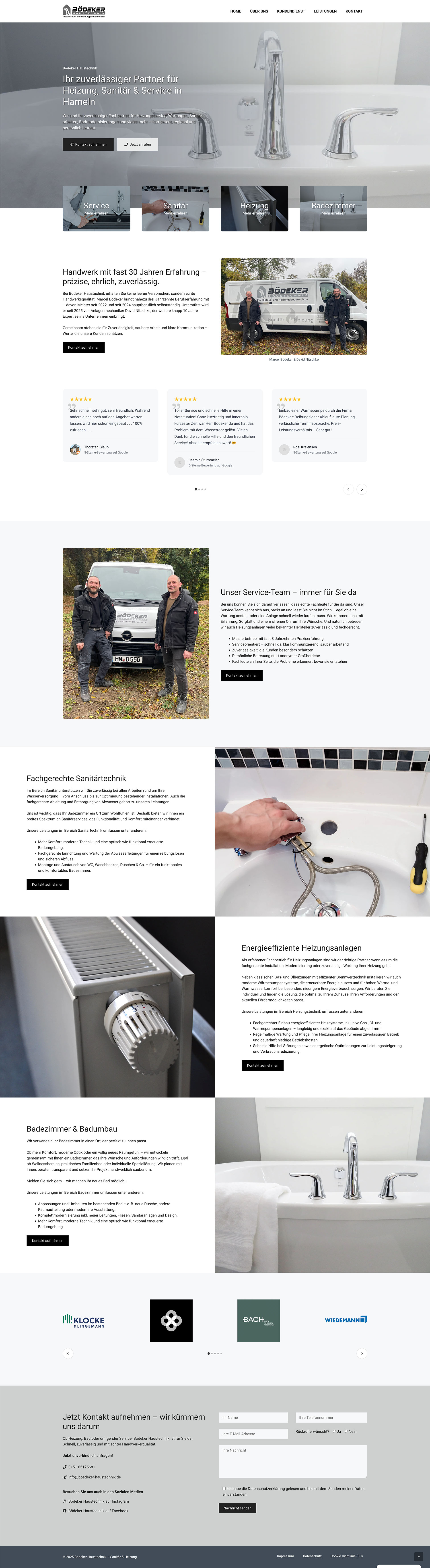Webdesign für Bödeker Haustechnik – Sanitär & Heizung Hameln