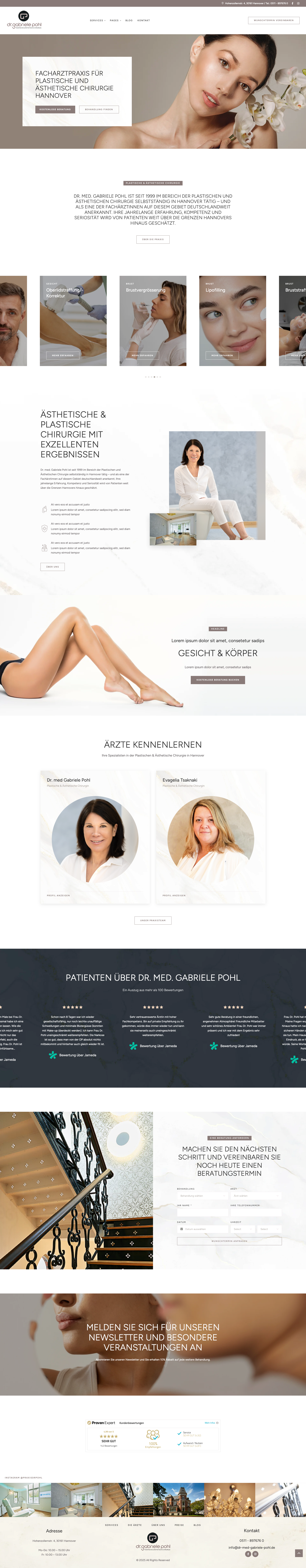 Webdesign & SEO für Dr. Gabriele Pohl - Plastische und Ästhetische Chirurgie in Hannover
