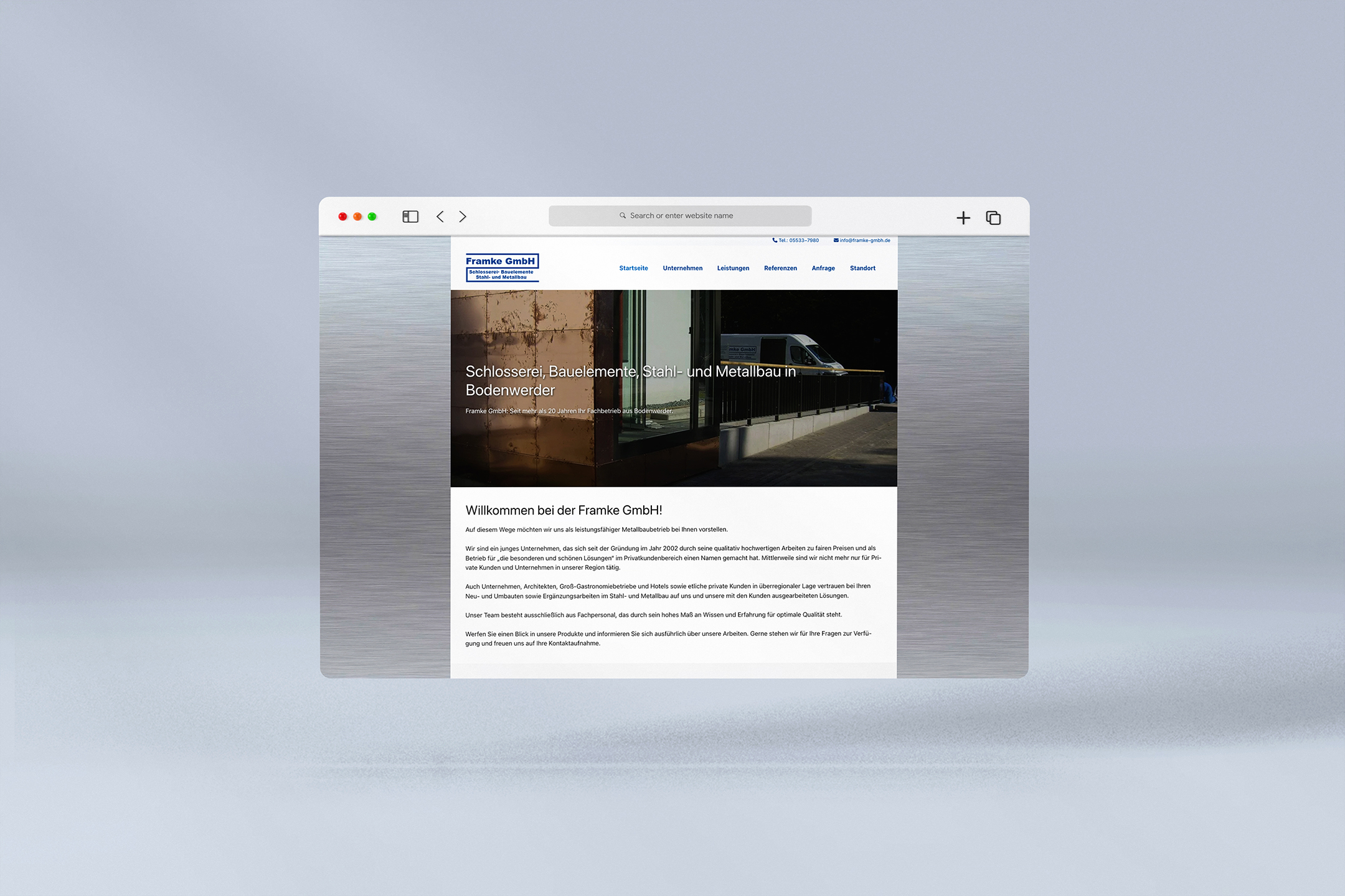 Webdesign für die Framke GmbH – Stahl- und Metallbau in Bodenwerder