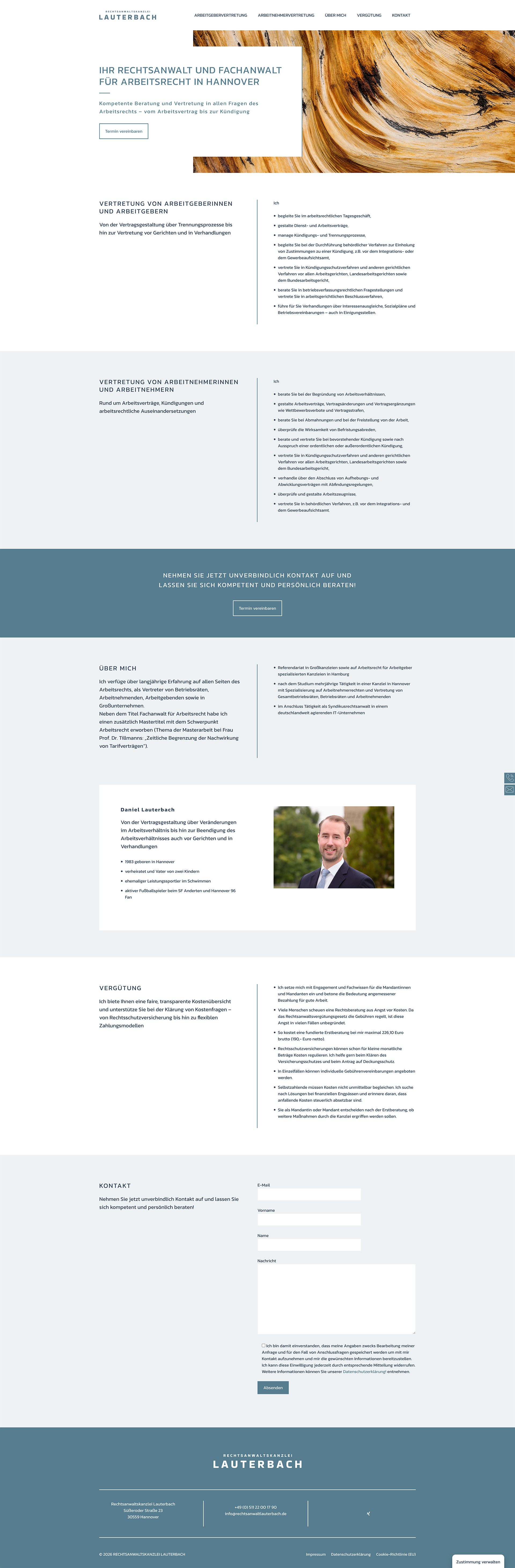 Webentwicklung für die Rechtsanwaltskanzlei Lauterbach in Hannover