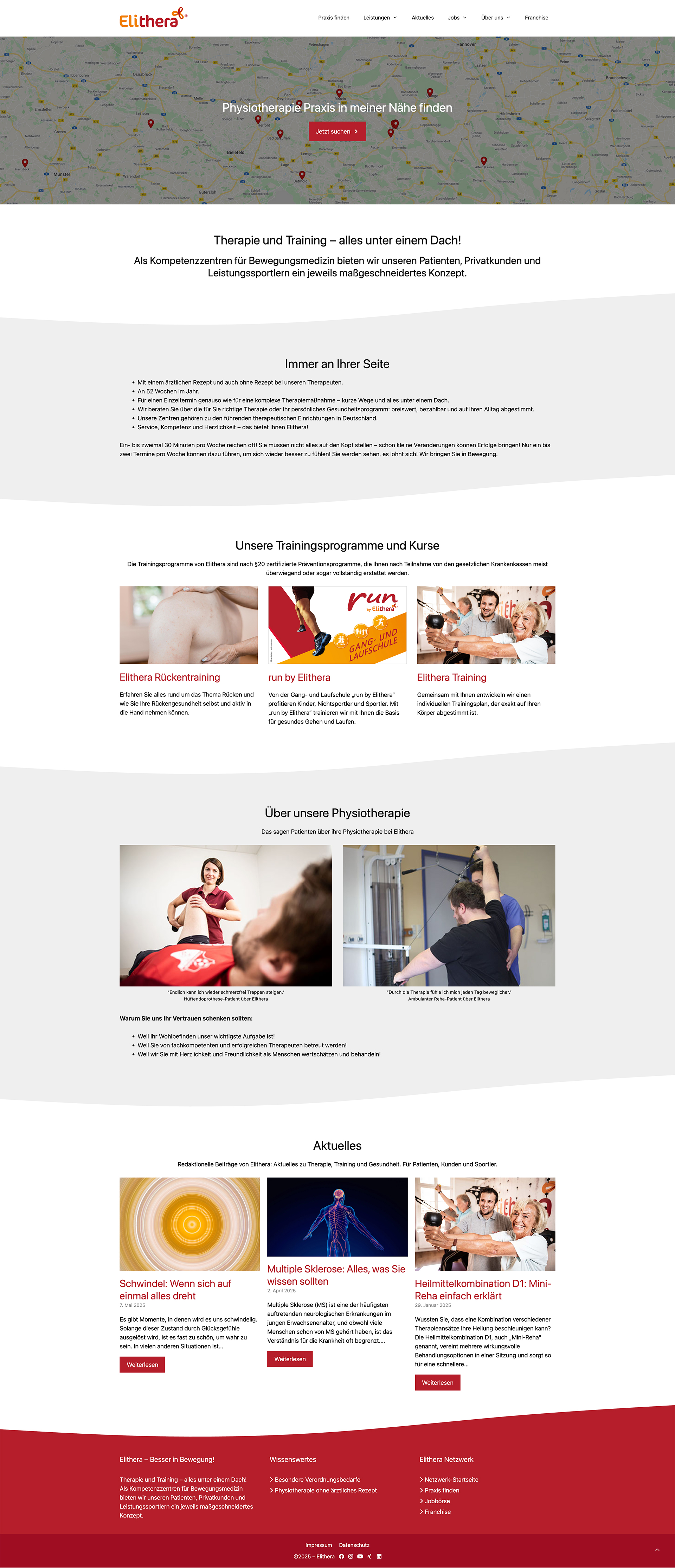 Webdesign & SEO für über 80 Standorte der Elithera Physiotherapiepraxen
